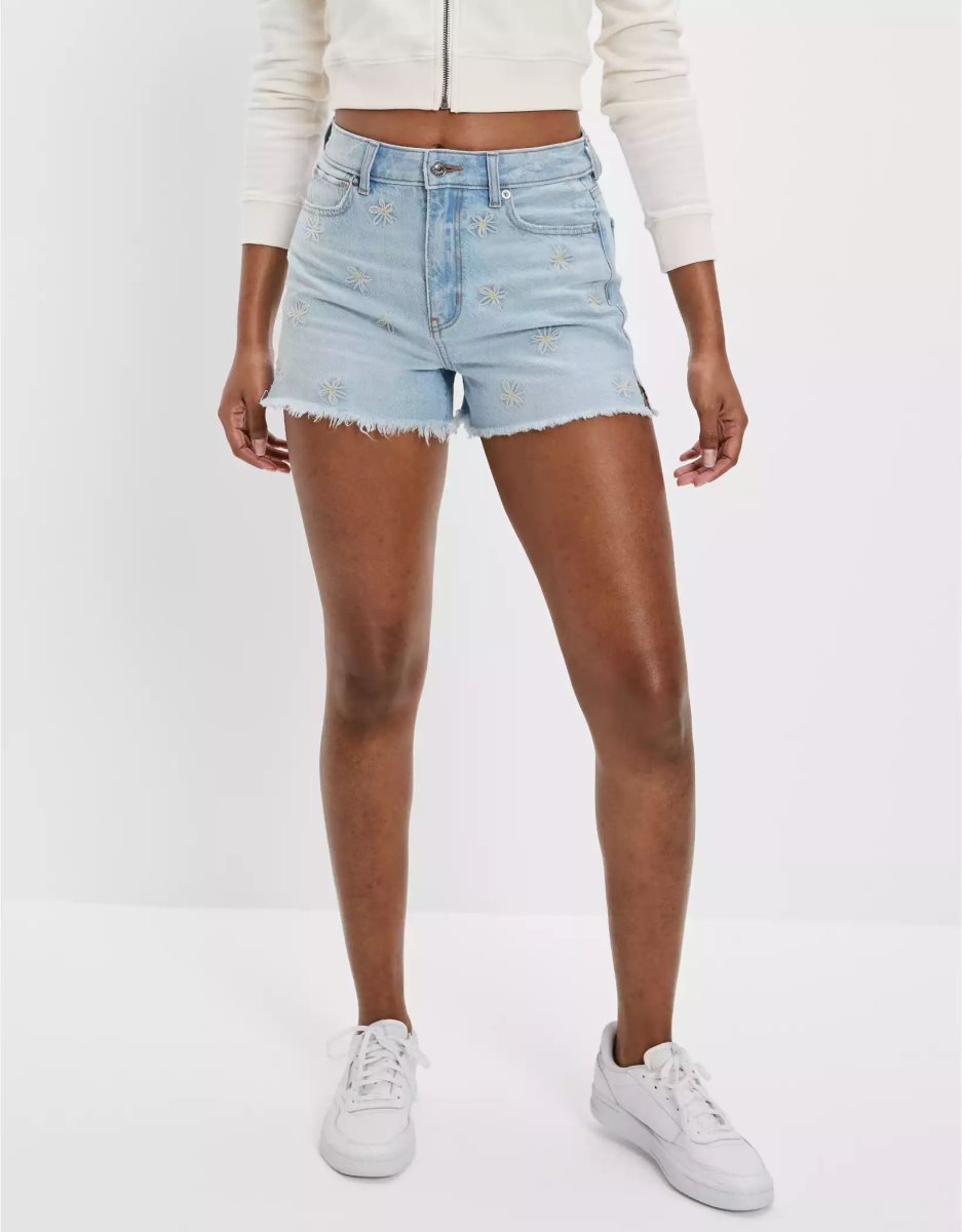 Shorts American Eagle AE Denim Mom Indigo Clair Femme | MRH-02639916